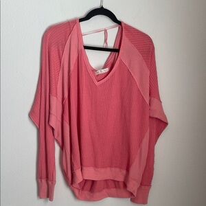 We The Free Coral V-Neck Sweater